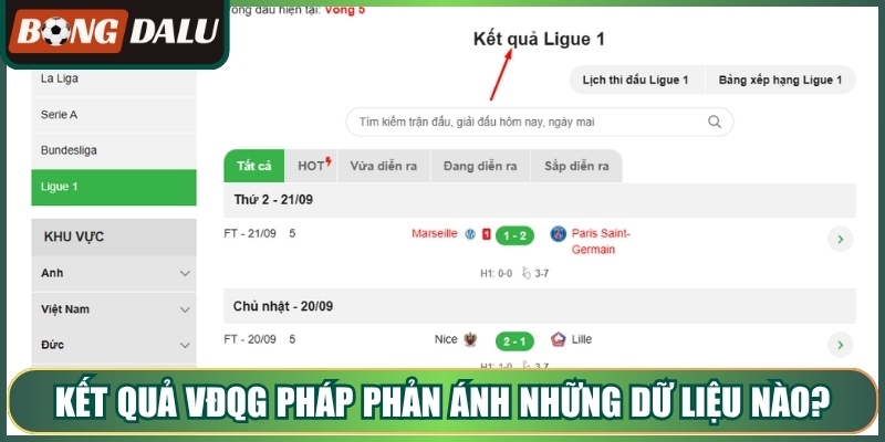Kết quả vđqg pháp phản ánh những dữ liệu nào?
